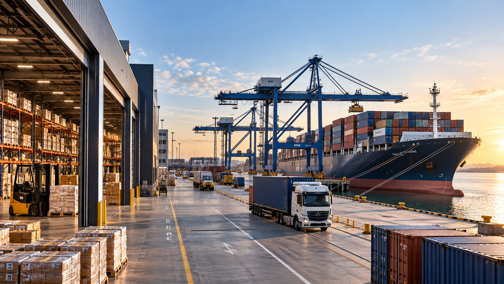 Warehouse, logistics and container port infrastructure supporting regional trade